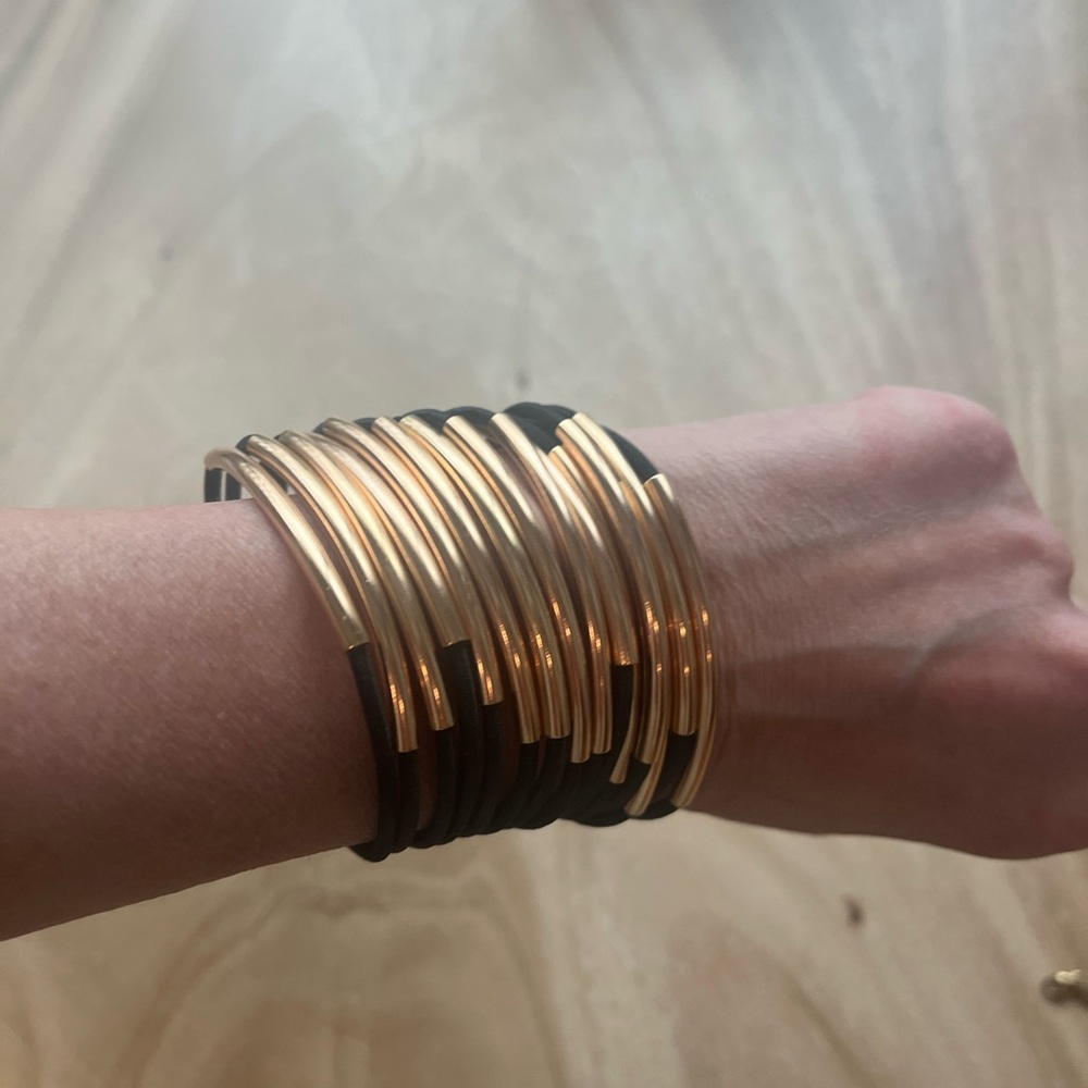 Elegant Gold and Black Bangle Set
